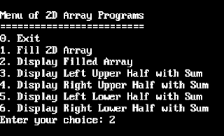 Mix of many 2D ARRAY Programs in one with Menu Driven Options and User Defined Functions in C++