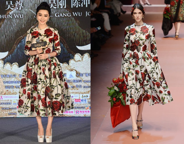 Là "tín đồ" của váy hoa, người đẹp không bỏ qua thiết kế họa tiết hoa hồng của Dolce & Gabbana. 