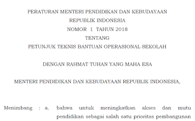  ini merupakan materi terbaru yang akan saya share kepada sahabat Juknis BOS SD, SMP, Sekolah Menengan Atas Berdasarkan Permendikbud  Nomor 1 Tahun 2018