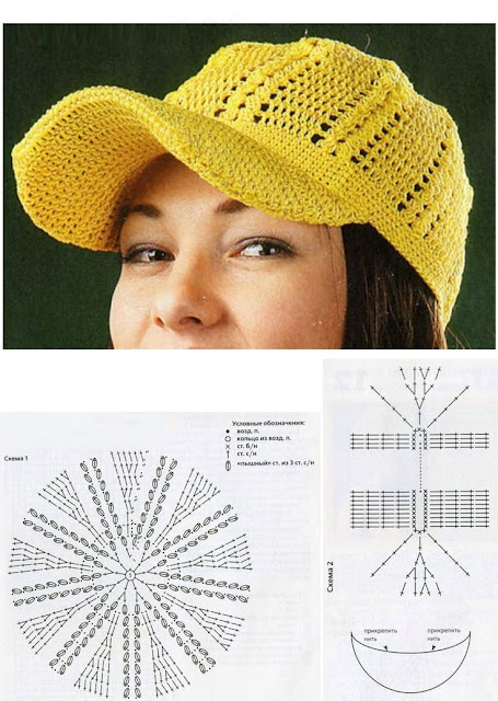 patron de gorra con visera a crochet