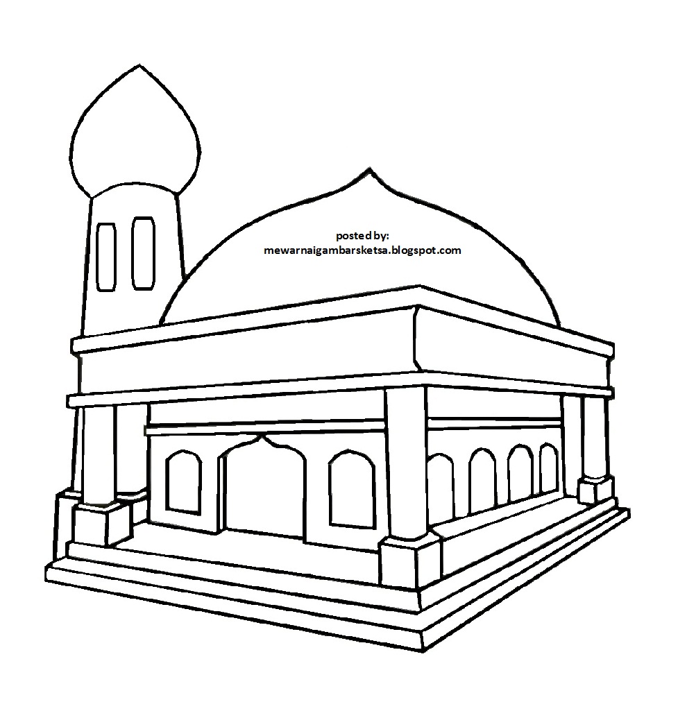  Mewarnai  Gambar Mewarnai  Gambar Sketsa  Masjid  16