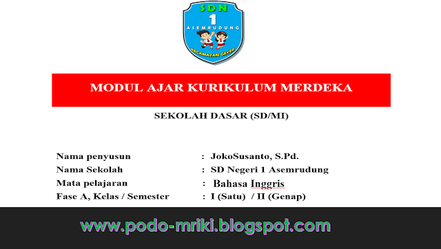 modul ajar bahasa inggris kelas 1 sd kk merdeka