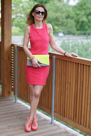 Zara coral dress, abito corallo, coral heels, coral sandals, Fashion and Cookies, clutch Melissa