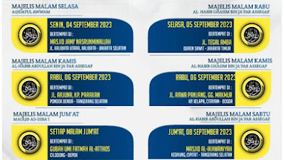 Jadwal Majlis Nurul Musthofa 03-09 September 2023