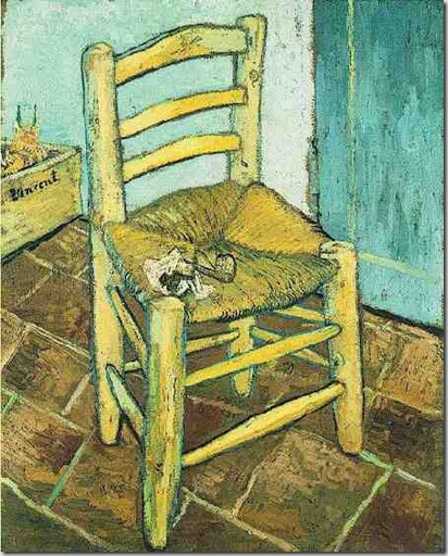 la sedia di Vincent con la sua pipa