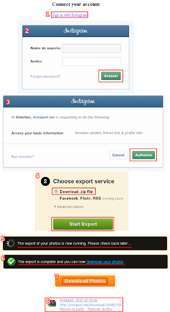 Tutorial de como exportar suas foto do Instagram