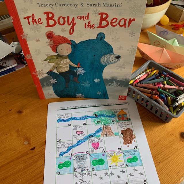 The Bear and the Boy book and a design your own game board, inspired by the book