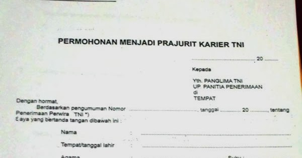 Donwload Fille Surat Lamaran Prajurit Tni Ad Tamtama ...