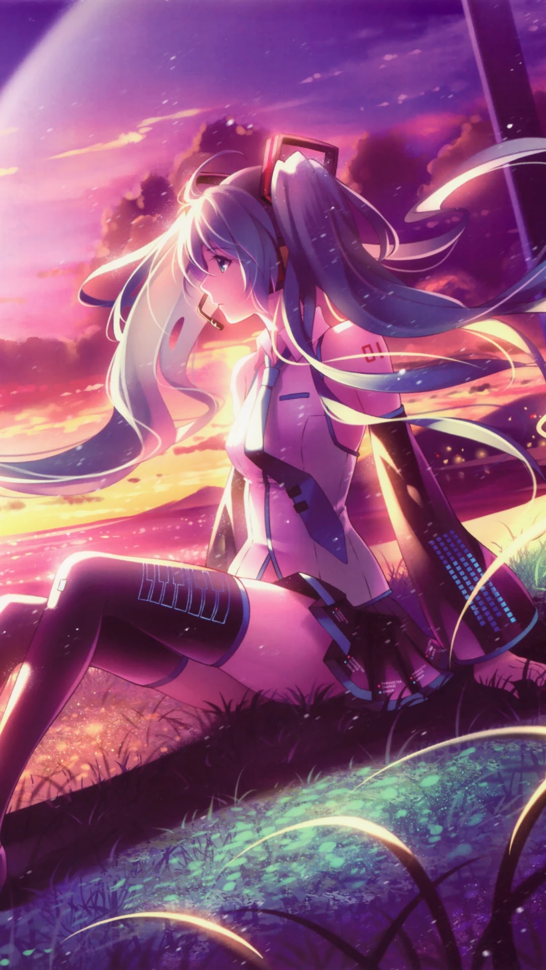 Hatsune Miku phone wallpaper - Anime - Vocaloid - Sunset - ponselwallpaper