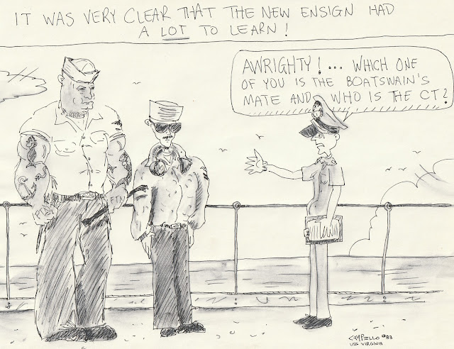 The New Ensign - a vintage 1980s Navy cartoon by Campello