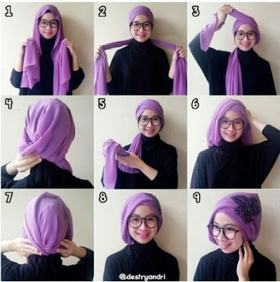 tutorial model hijab pashmina pesta modern terbaru