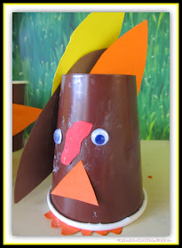 Preschool Thanksgiving Craft: Turkey from Paper Cup via RainbowsWithinReach