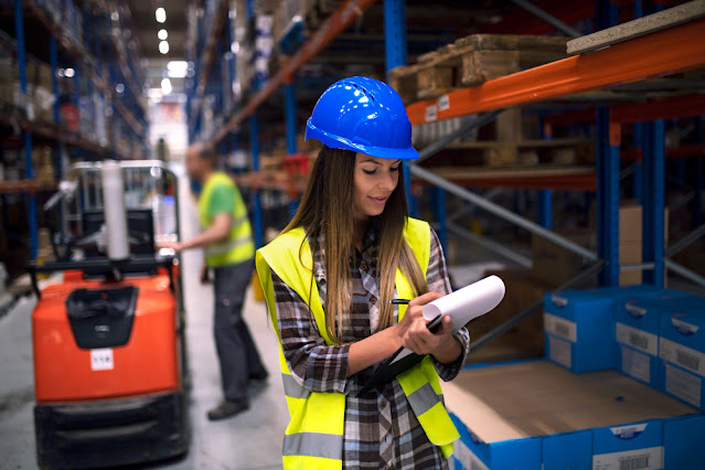 woman looking at the Warehouse Safety