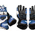Blue & White Leather Biker Gloves