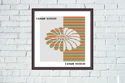 Rainbow striped flower cross stitch silhouette embroidery design - Tango Stitch