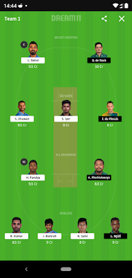 My dream 11 for South Africa Tour Of India March 2020 Match no 1