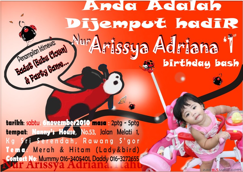 Tinie-hotmummy: Happy Birthday Arissya Adriana 1st