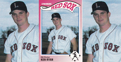 Ken Ryan 1990 Lynchburg Red Sox card, Ryan posed standing