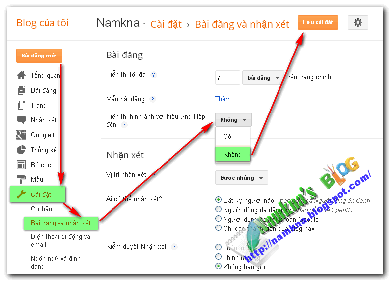 Cách tắt hiệu ứng Lightbox của blogger