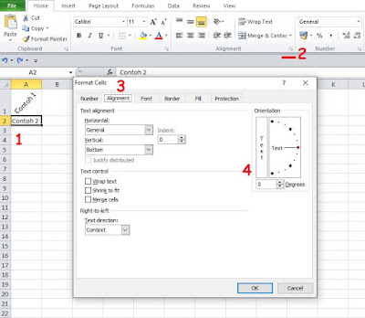 cara membuat tulisan miring di excel