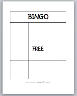 Printable Blank Bingo Cards Template