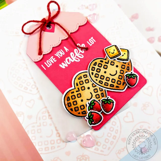 Sunny Studio Stamps: Breakfast Puns Card by Lien Leysen (featuring Mini Mat & Tag Dies)