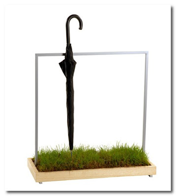 umbrella stand with grass