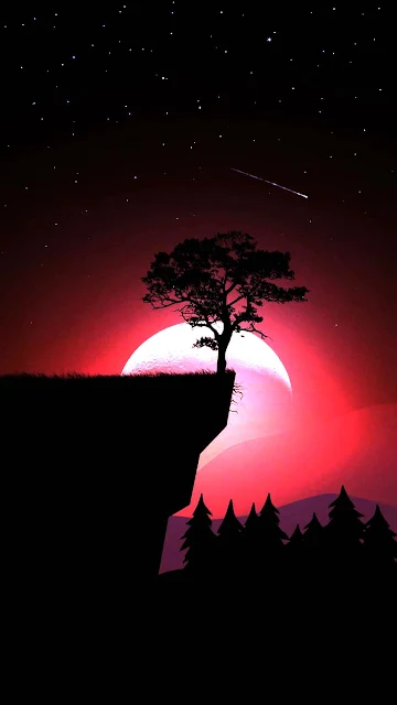 Tree Moon Night Mobile Wallpaper HD