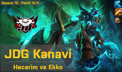 JDG Kanavi Hecarim JG vs Ekko - KR 10.11