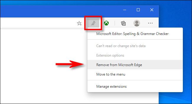 انقر بزر الماوس الأيمن فوق رمز شريط أدوات الملحق في Edge وحدد "إزالة من Microsoft Edge".