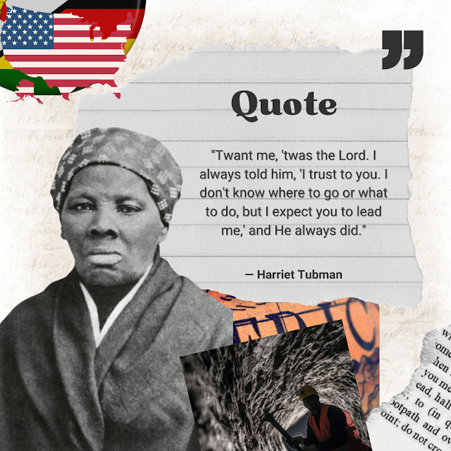 Harriet Tubman Quote card on vintage paper