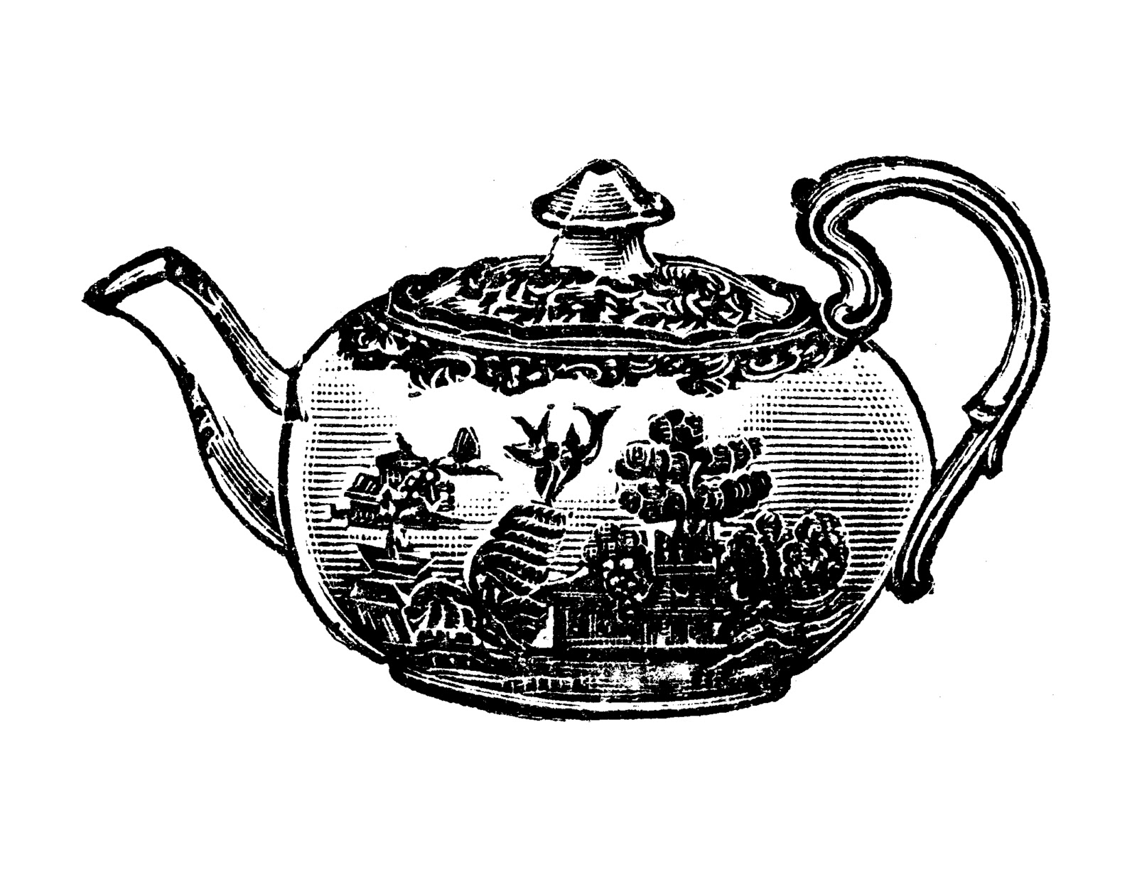 Free vintage clip art images: Vintage tea party crockery