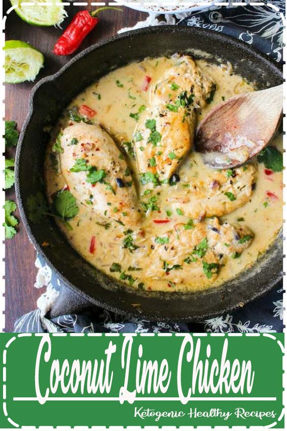 "Creamy Coconut Lime Chicken Breasts - a one pan, Whole 30 approved dish made with only a handful of ingredients. Dairy Free + Paleo + Gluten Free "