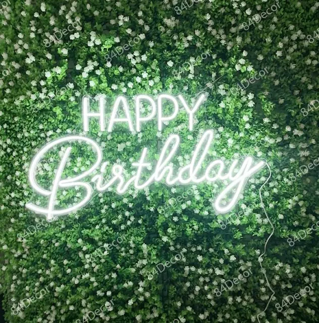 Led Neon Happy Birthday màu trắng