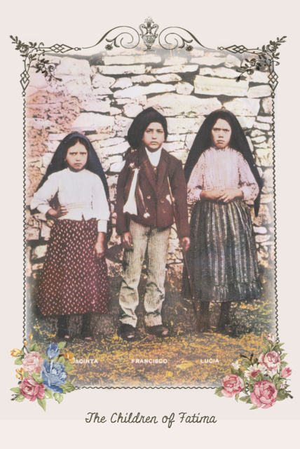 The Children of Fatima Holy Card - Lucia Santos, Francisco and Jacinta Marto