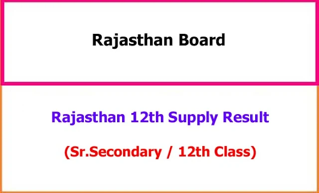 Rajasthan 12th Supplementary Result 2024
