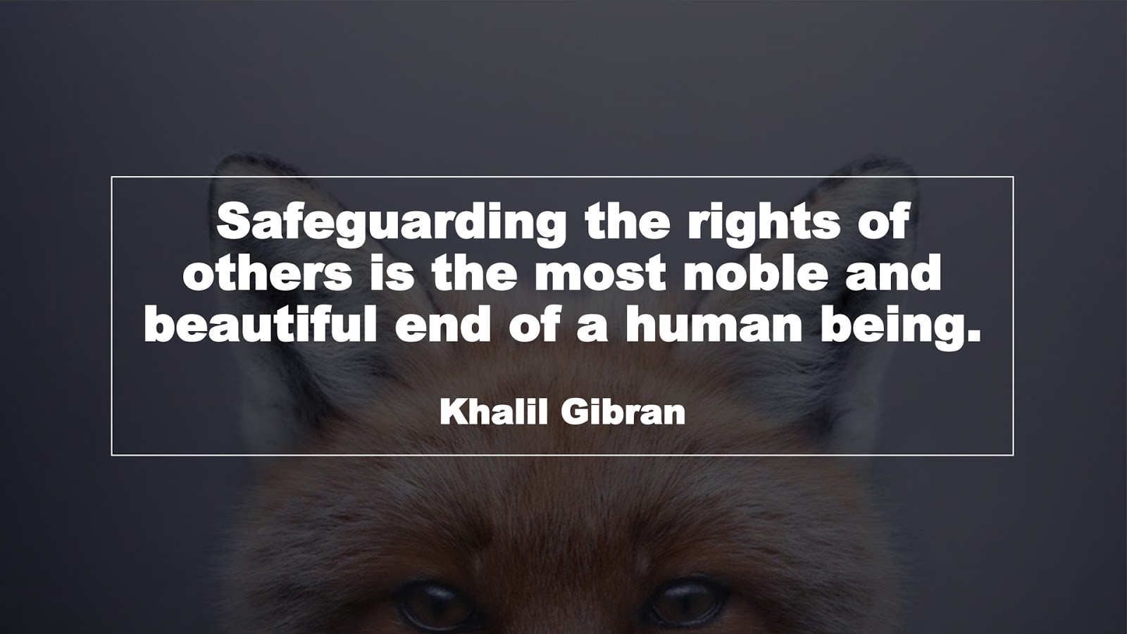 Safeguarding the rights of others is the most noble and beautiful end of a human being. (Khalil Gibran)