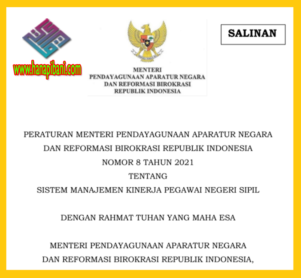 √ √ Permen Pan-RB Nomor 8 Tahun 2021 (Format SKP Terbaru)