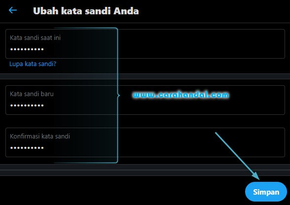 Cara Ubah Password Twitter terbaru