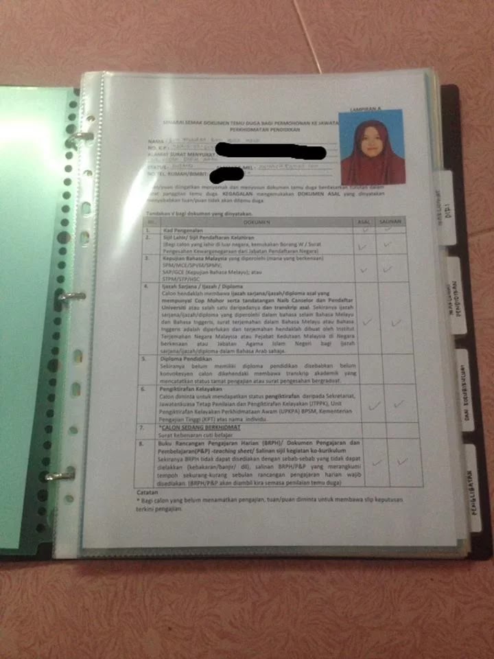 susunan sijil untuk temuduga spa