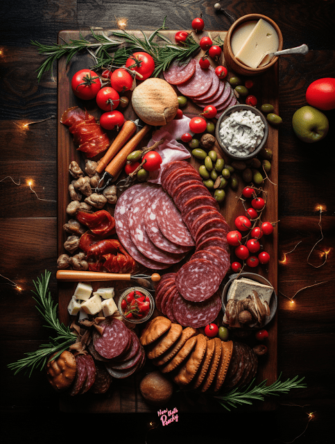 festive red grazing fruit cheese meat platter Christmas charcuterie board ideas in 2023 holiday season