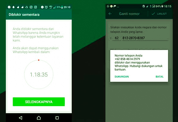 WhatsApp diblokir Karena Akun Tidak Diizinkan yang Diakibatkan Oleh Spam