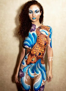 koi fish body paint the front of  the female body