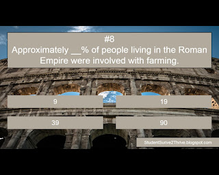 Approximately __% of people living in the Roman Empire were involved with farming. Answer choices include: 9, 19, 39, 90