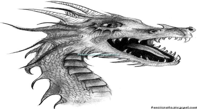 Cartoon Dragon Pencil Drawing