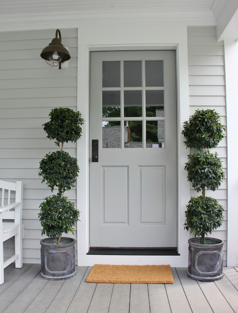 front door trim pictures White House with Grey Front Door | 488 x 640