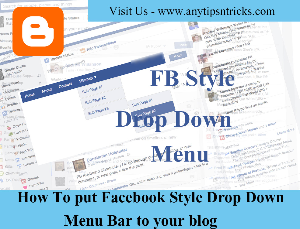 How To put Facebook Style Drop Down Menu Bar to your blog