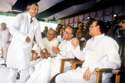 Laloo with Jyoti Basu and V.P. Singh in 1994