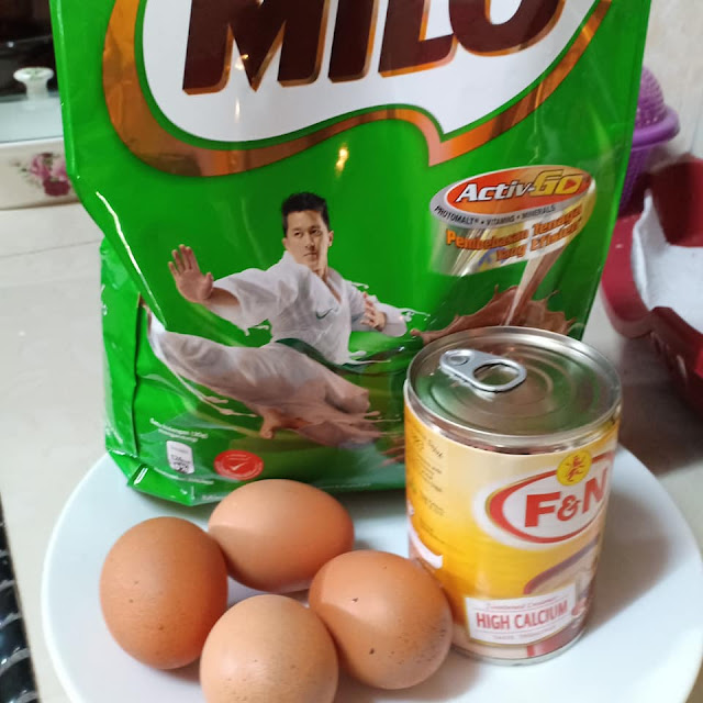 bahan untuk  buat Kek Milo Kukus