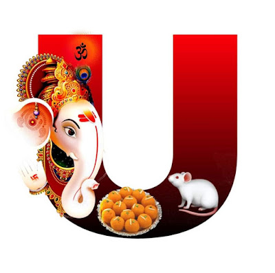 U Alphabet with Lord Ganesha Image